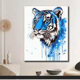 Malen nach Zahlen Tiger Kopf blau TierKunst